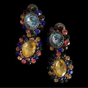 NWOT Aline Multicolored Crystal Post Earrings Chunky